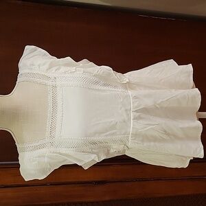 Francesca's Jun & Ivy | White Open Tie Back Top Square Neck & Lace Trim - XL